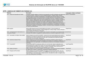 Sistemas - celepar - Governo do ParanÃ¡