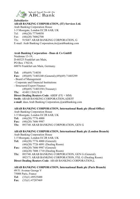 annual report 2005 - Arab Banking Corporation, ALGERIA