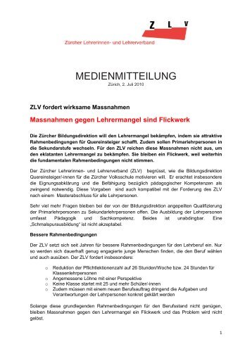 Medienmitteilung ZLV: Massnahmen gegen Lehrpersonenmangel.pdf