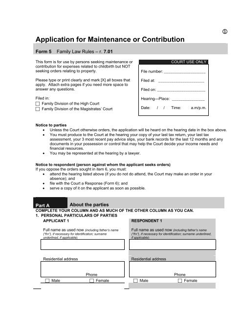 Form 5 Application For Maintenance Or Contribution - 