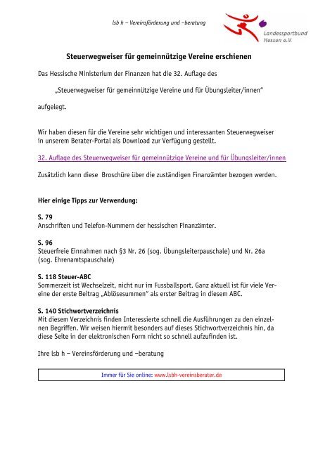 Steuerwegweiser Fur Gemeinnutzige Vereine Oberlahn De