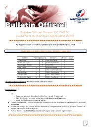 Bulletin Officiel Saison 2010-2011 numÃ©ro 4 du mardi ... - Arcol Rugby