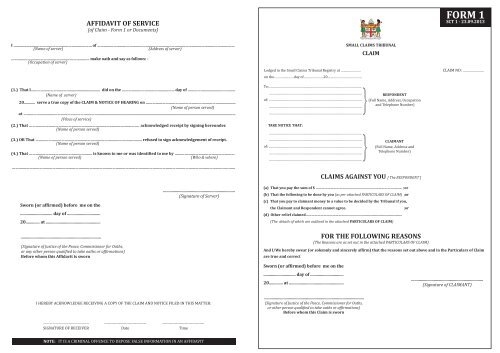 Form 1 Claim - Judiciary Fiji