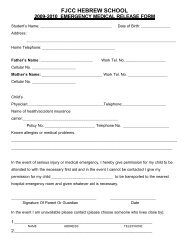 fjcc hebrew school 2009-2010 emergency medical release form