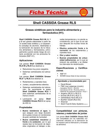 Ficha Técnica Shell CASSIDA Grease RLS - Lubritec