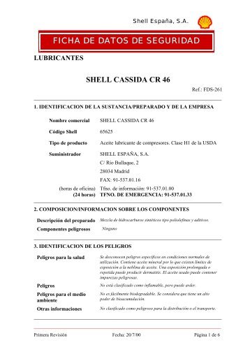 lubricantes shell cassida cr 46 - Lubritec
