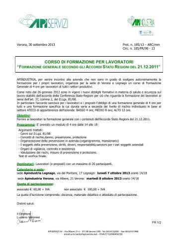 dott. Mauro Viani, Ufficio Ambiente&Sicurezza di ... - API Verona