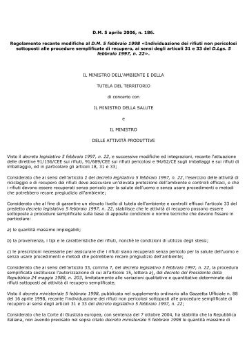 Decreto Ministeriale 5 aprile 2006 n. 186 - API Verona