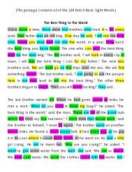 (This passage contains all of the 220 Dolch Basic Sight Words.) The ...