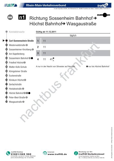 n1 Richtung HÃ¶chst Bf. Unterliederbach n11 Richtung ... - traffiQ