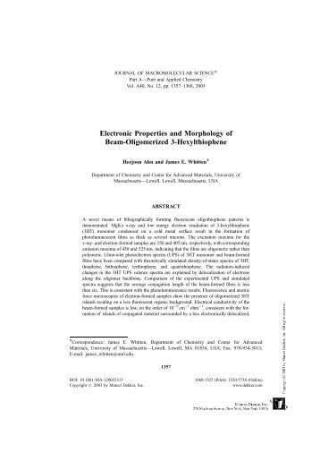 Electronic Properties and Morphology of Beam-Oligomerized 3 ...