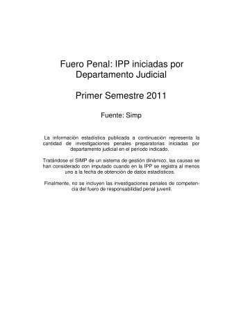 Fuero Penal: IPP iniciadas por Departamento Judicial Primer ...