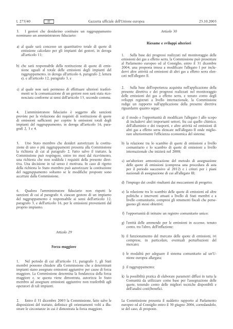 DIRETTIVA 2003/87/CE DEL PARLAMENTO EUROPEO E DEL ...