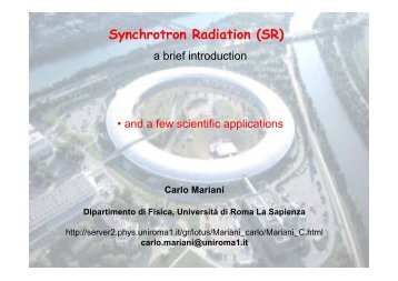 Synchrotron Radiation (SR) - La Sapienza