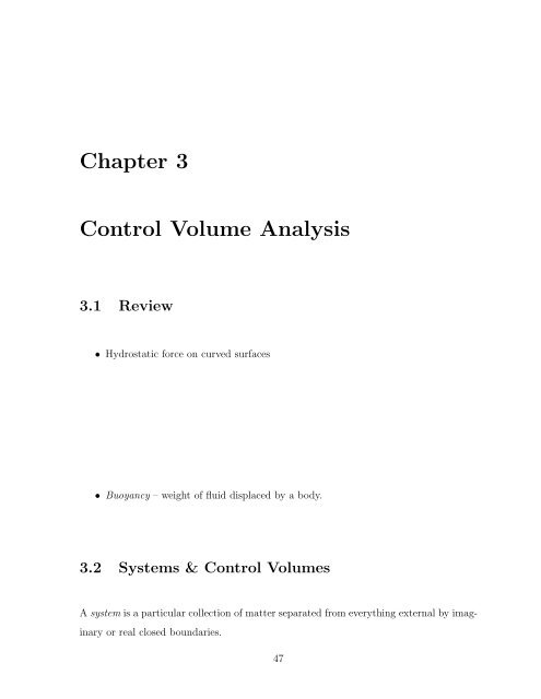 Chapter 3 Control Volume Analysis