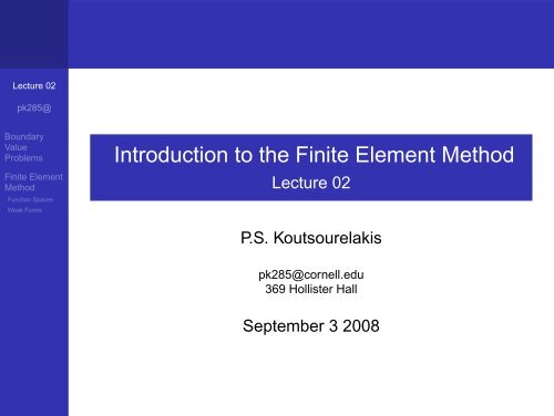 Introduction to the Finite Element Method - Lecture 02