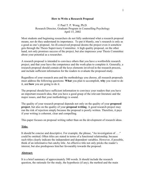 psychology thesis proposal example