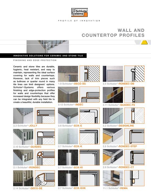 Wall And Countertop Profiles Schluter Systems