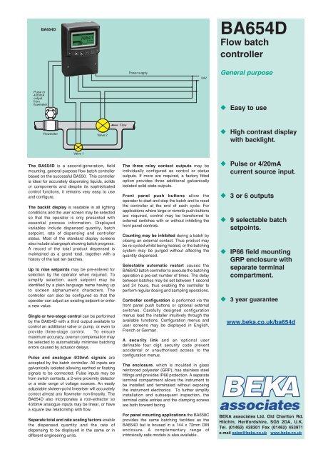 BA654D Flow batch controller - BEKA Associates