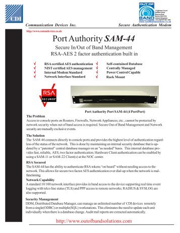 Port Authority SAM-44 - Out Of Band Solutions