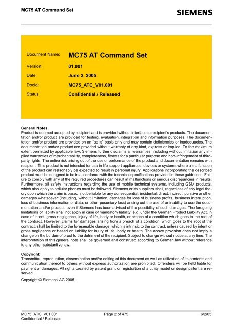 MC75 AT Command Set