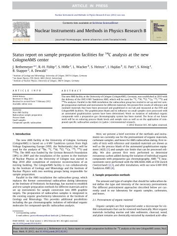 Status report on sample preparation facilities for 14C analysis at the ...