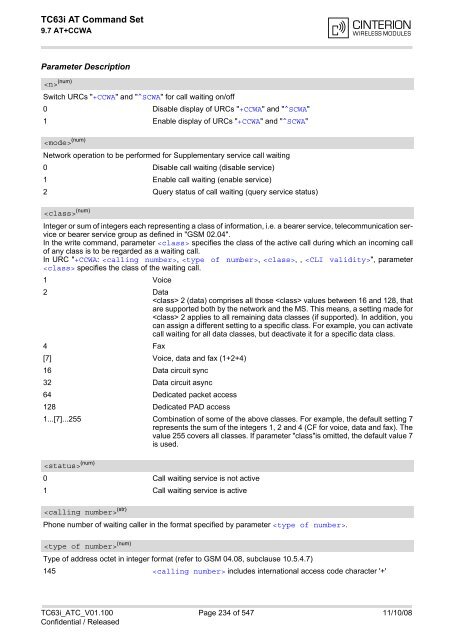 TC63i AT Command Set