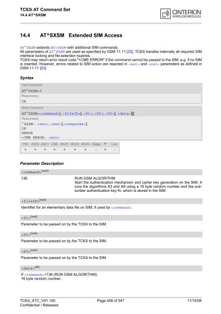 TC63i AT Command Set