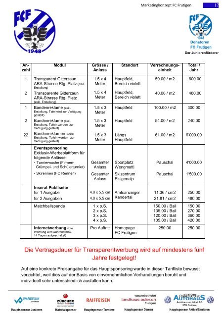 Marketingkonzept - FC Frutigen