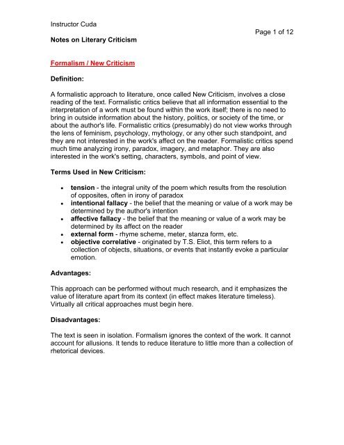 Notes On Literary Criticism Cudaclass Info