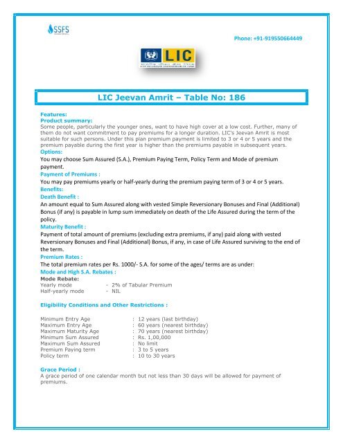 LIC Jeevan Amrit â Table No: 186 - Satya Surya Financial Services