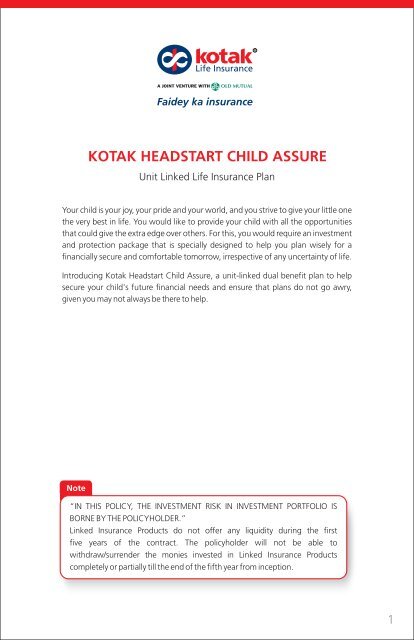 KOTAK CHILD FUTURE PLAN - BROCHURE - Kotak Life Insurance