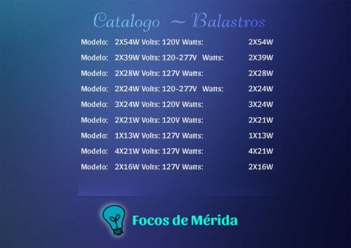 Catalogo Balastros