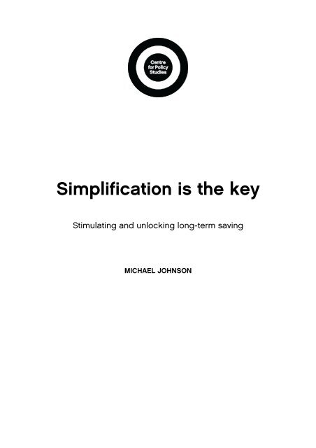 Simplification is the key - Centre for Policy Studies