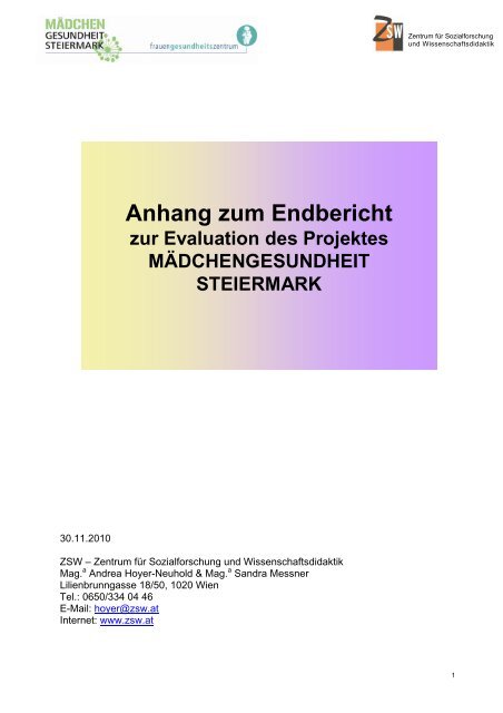 Anhang zum Endbericht - Frauengesundheitszentrum Graz