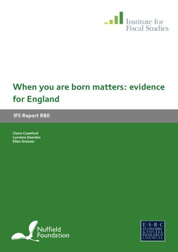 When you are born matters: evidence for England (PDF) - Nuffield ...