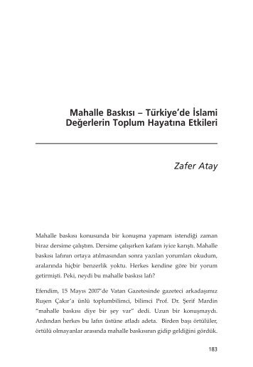 Mahalle Bask›s› – Türkiye'de ‹slami De¤erlerin Toplum ... - SETA