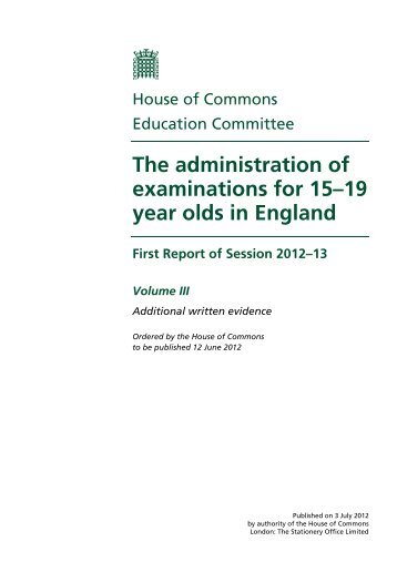 The administration of examinations for 15â19 year olds in England