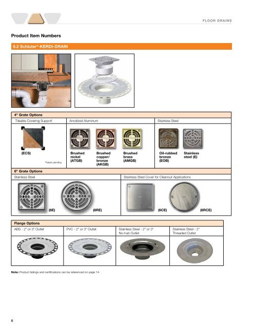 FLOOR DRAINS - Schluter Systems