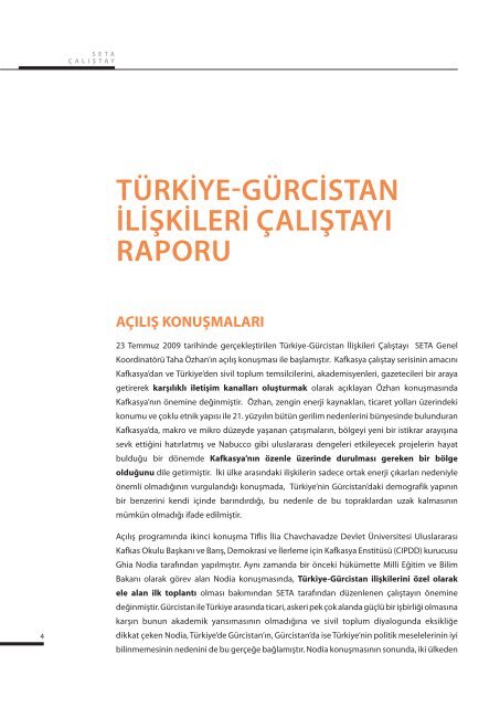 türkiye-gürcistan ilişkileri çalıştayı raporu - SETA