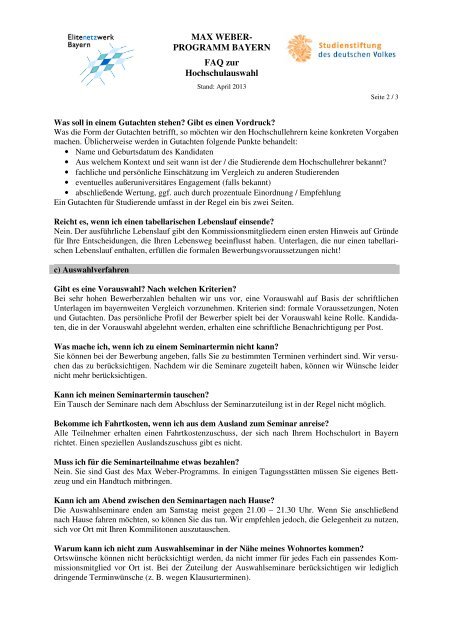 FAQ zur Hochschulauswahl MWP - Elitenetzwerk Bayern