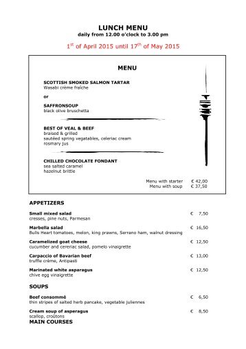 Lunch menu - Restaurant 181