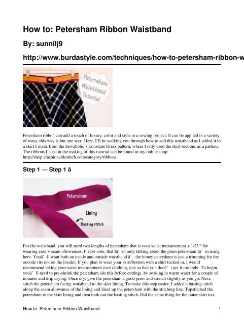 How to: Petersham Ribbon Waistband - BurdaStyle.com