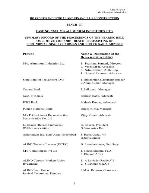 1 board for industrial and financial reconstruction bench iii case no