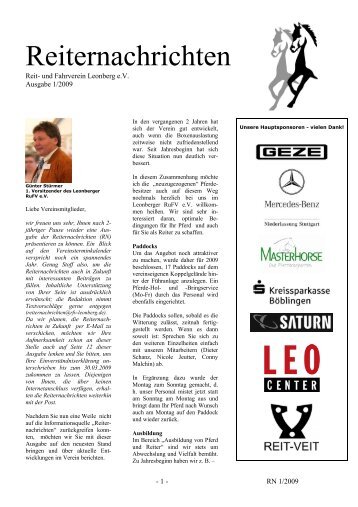 Reiternachrichten 1/2009 im PDF-Format - Reit- und Fahrverein ...