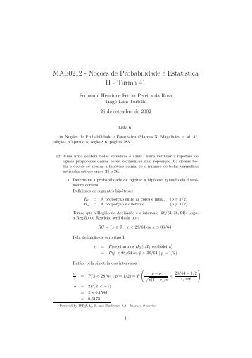 MAE0212 - NoÃ§Ëoes de Probabilidade e EstatÂ´Ä±stica II ... - feferraz.net