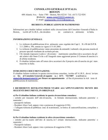 richiesta pubblicazioni di matrimonio