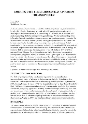 working with the microscope as a problem solving process - ESERA