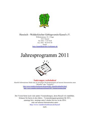 Jahresprogramm 2011 - Hessisch-Waldeckischer Gebirgs