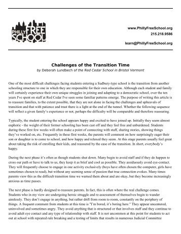 Challenges of the Transition Time.docx - Philly Free School